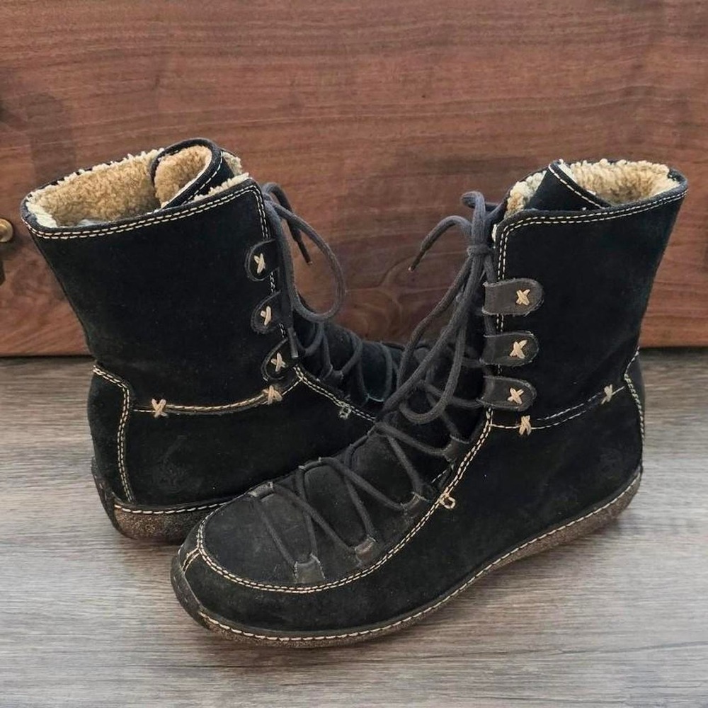 Timberland Reykir Ghillie Tall Moccasin Waterproof Black Suede Boots Womens 7.5M